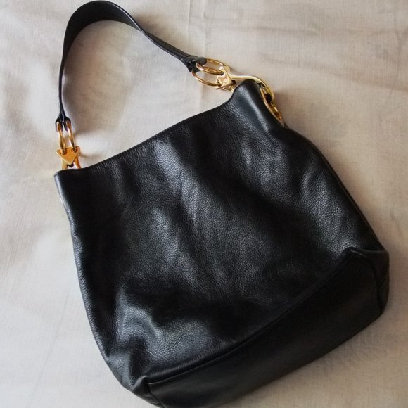 Designer Jean-Pierre Klifa black leather bucket handbag - Picture 1 of 3